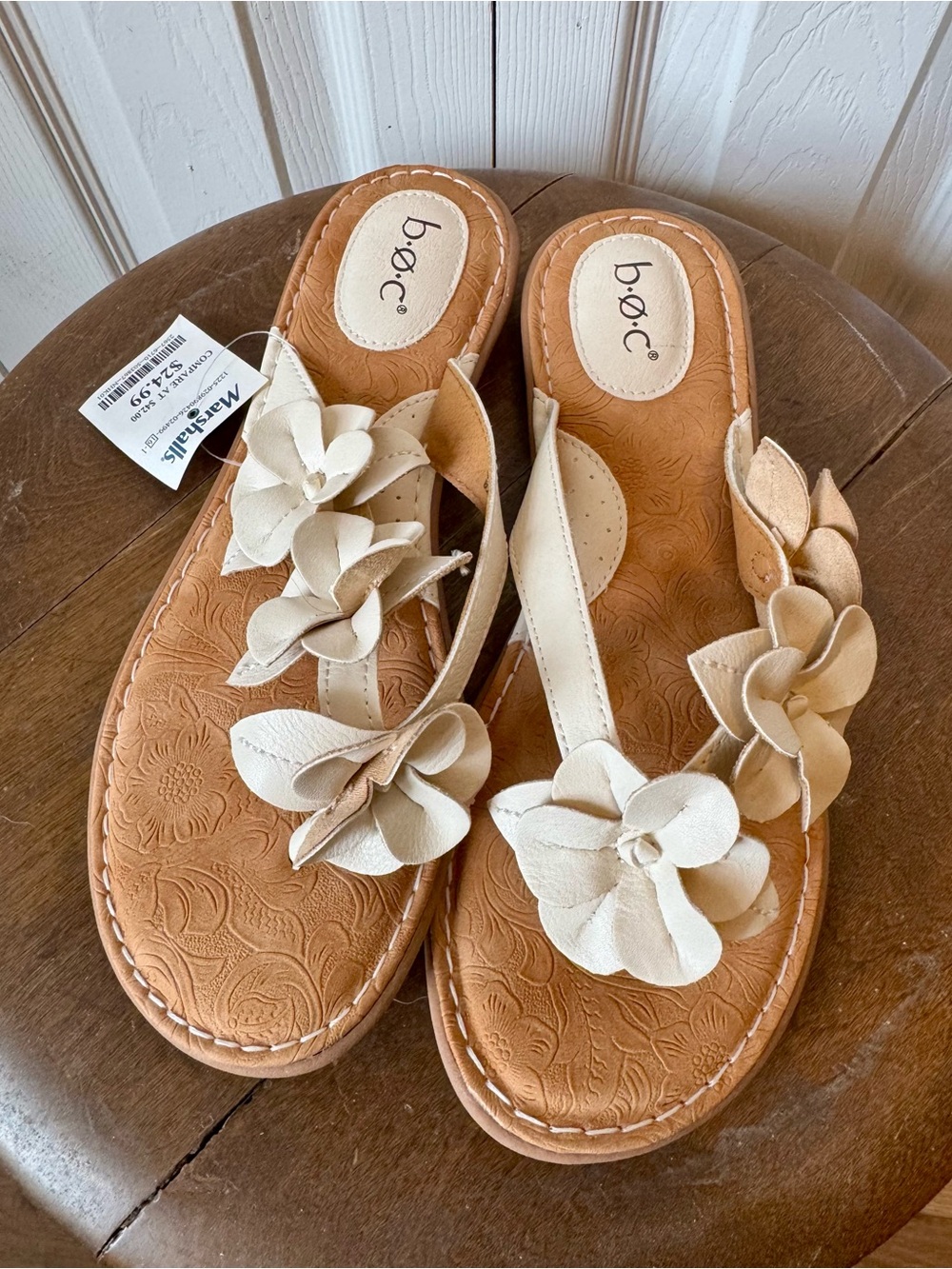 b.o.c. Women's Sandals w/Leather Flowers